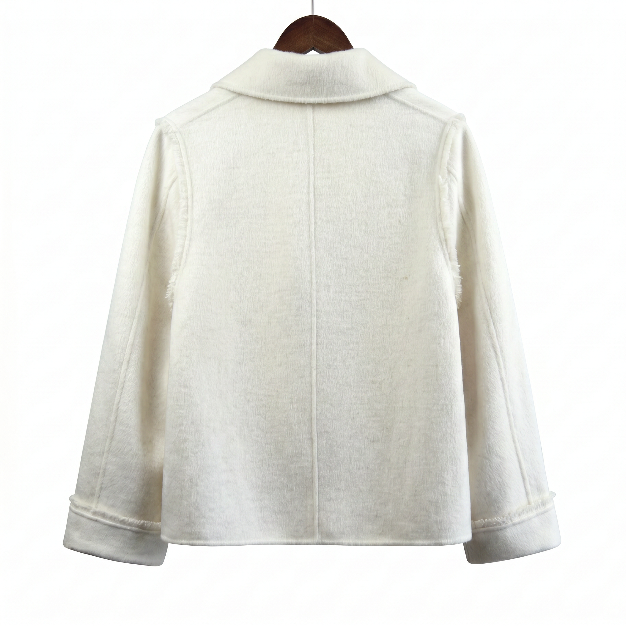 Premium Wool-Camel Down Blend Double-Breasted Cropped Jacket | Minimalist Elegant Outerwear