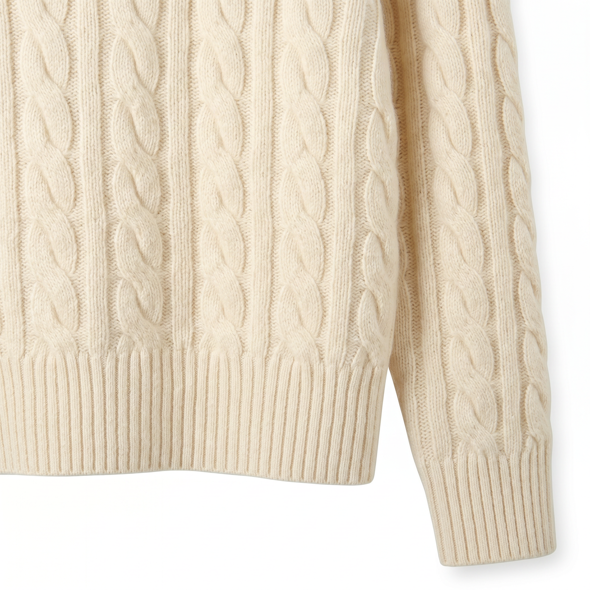 Premium Cashmere-Wool Cable-Knit Quarter-Zip Sweater