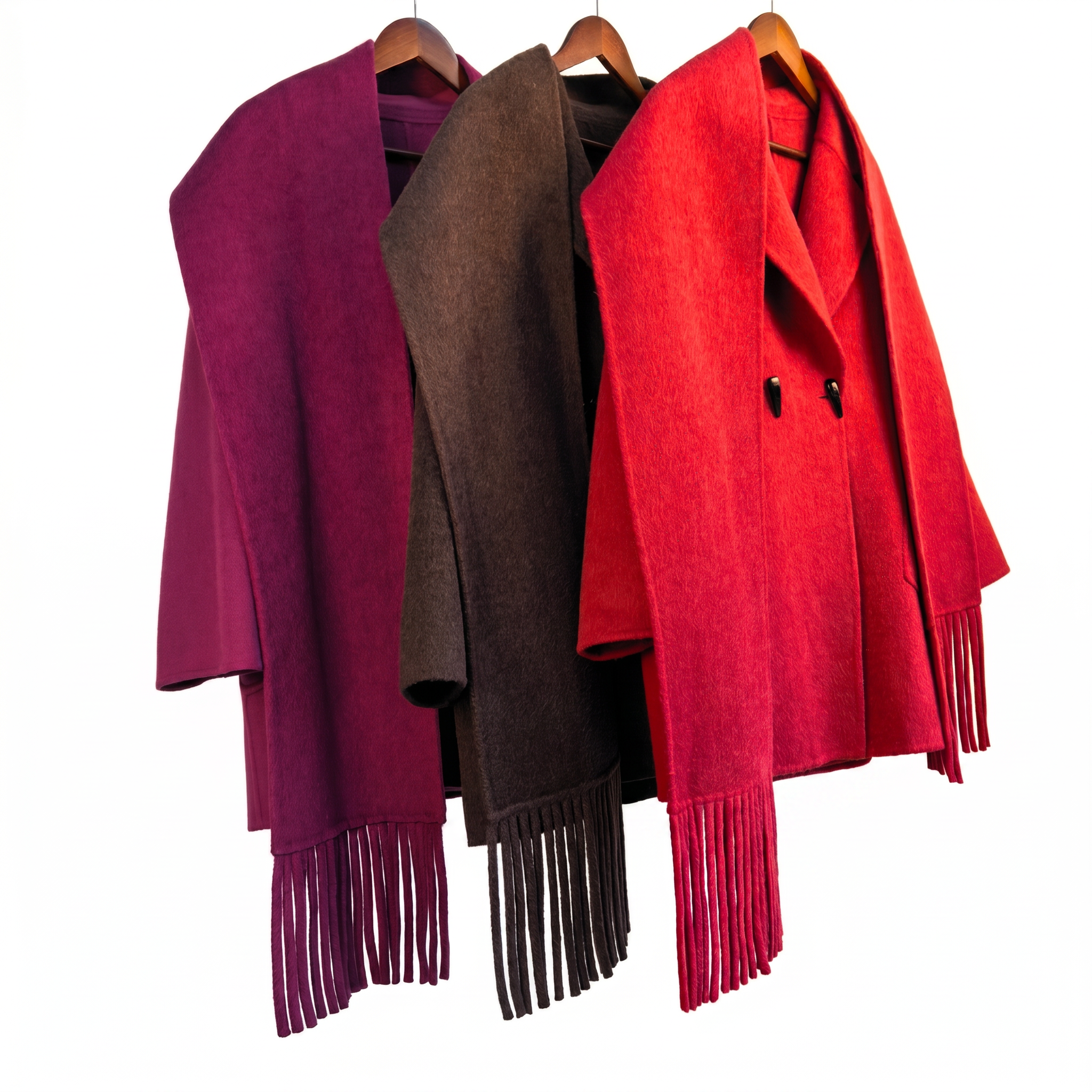 Wool & Camel Fleece Wrap Coat with Integrated Scarf