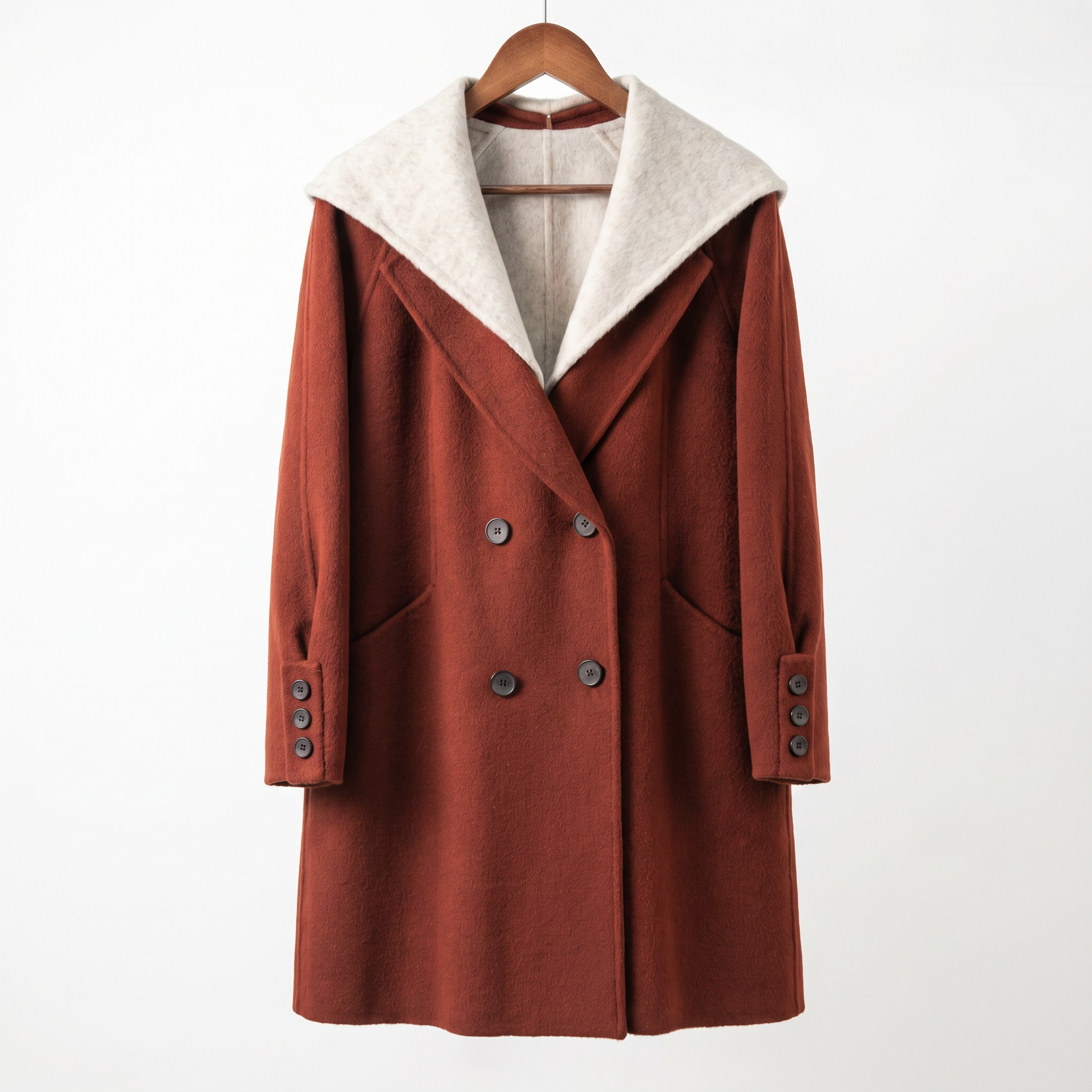 Cashmere-Wool Double-Breasted Blend Coat