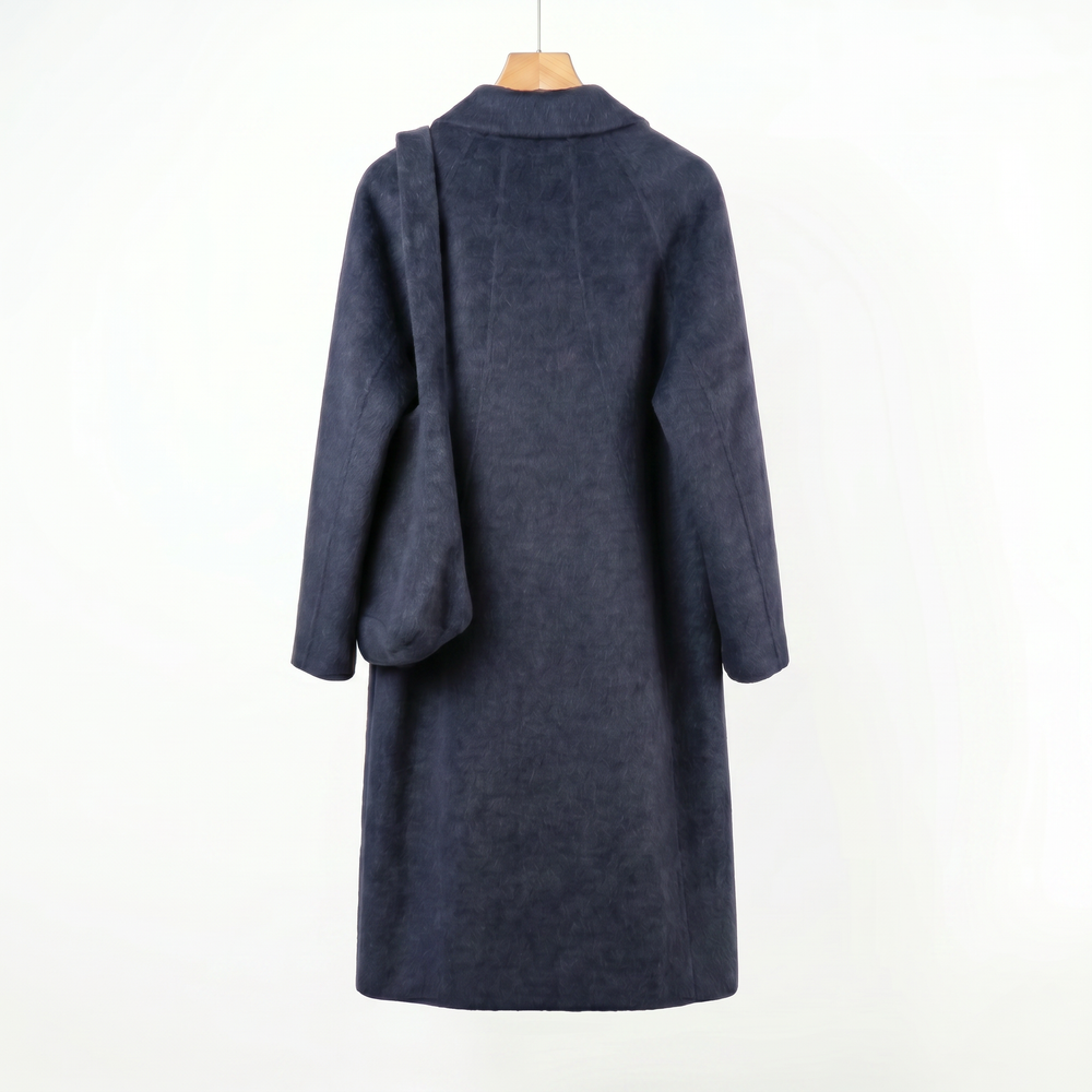 Premium Cashmere-Wool Long Coat with Matching Shoulder Bag | Minimalist Winter Outerwear