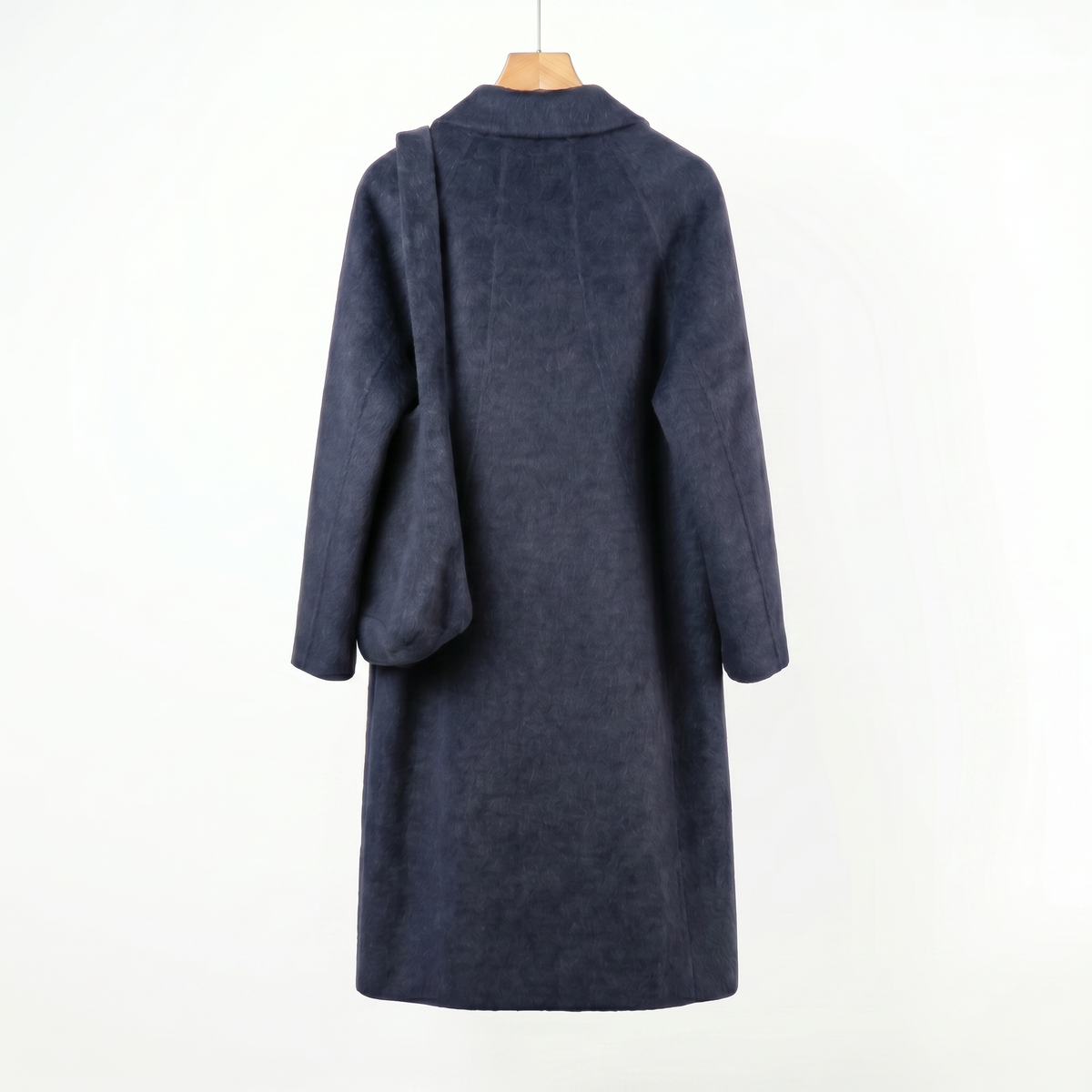 Premium Cashmere-Wool Long Coat with Matching Shoulder Bag | Minimalist Winter Outerwear