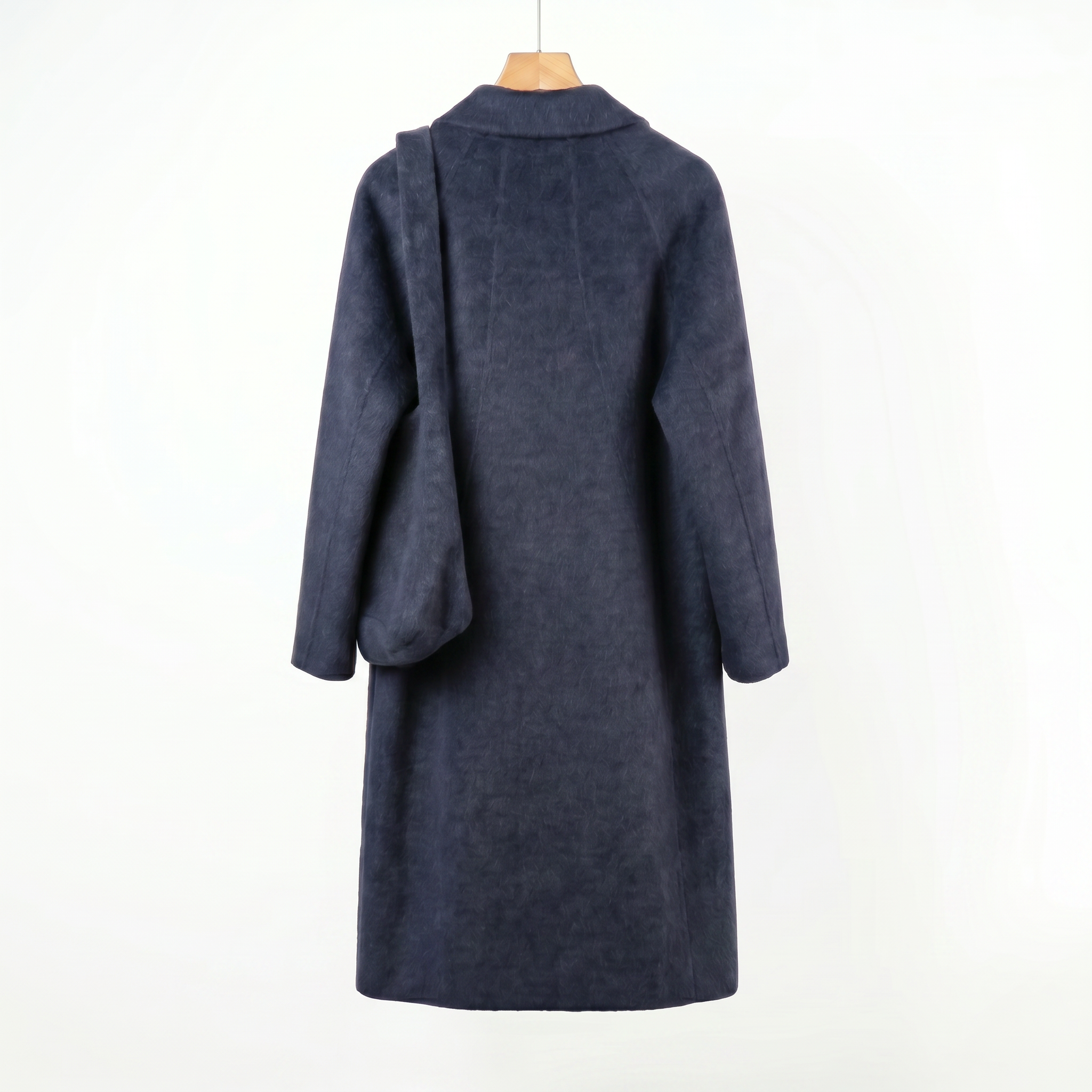 Premium Cashmere-Wool Long Coat with Matching Shoulder Bag | Minimalist Winter Outerwear