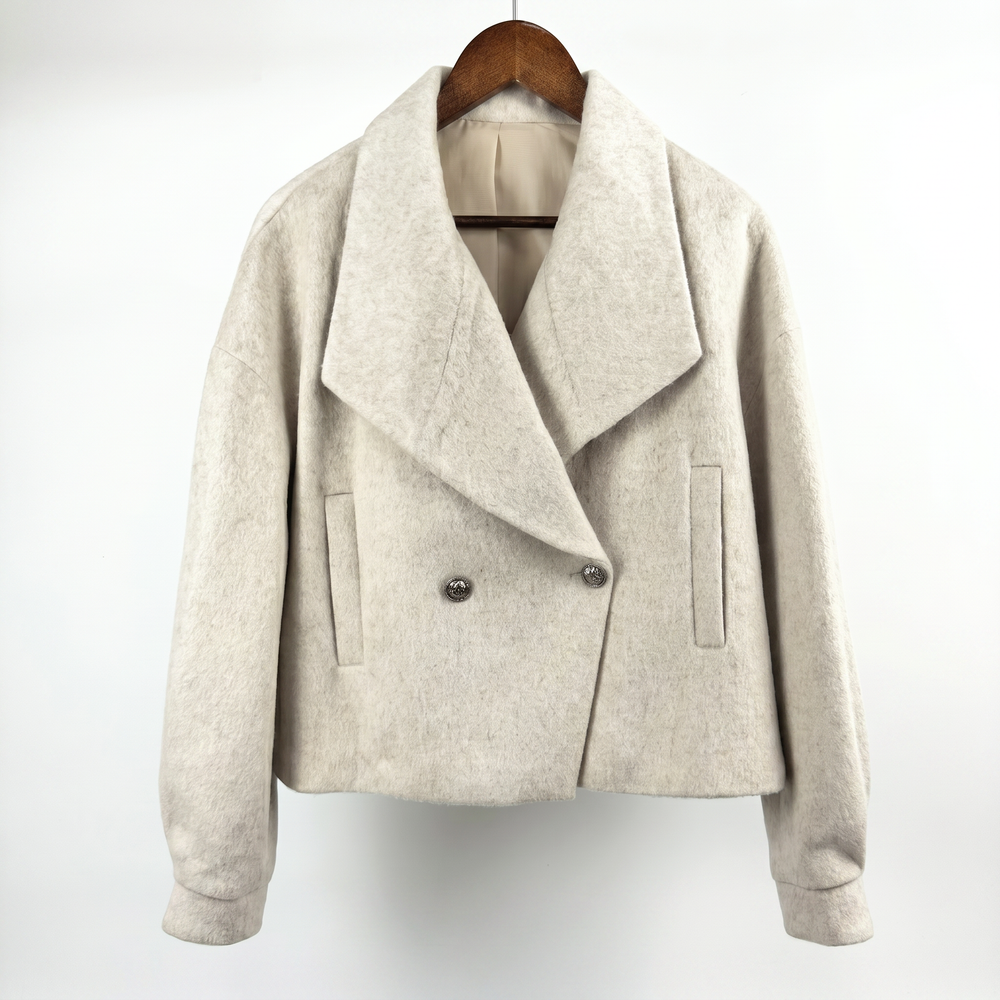 Women's Wool-Blend Cropped Double-Breasted Jacket