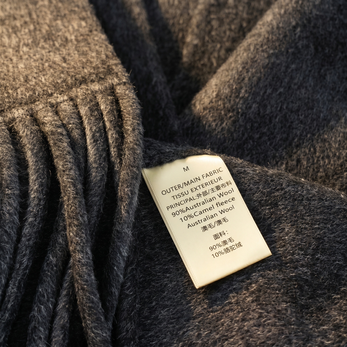 Luxury 90% Australian Wool-Camel Blend Scarf-Coat