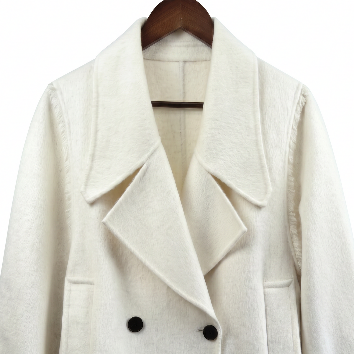 Premium Wool-Camel Down Blend Double-Breasted Cropped Jacket | Minimalist Elegant Outerwear