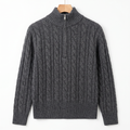 Premium Cashmere-Wool Cable-Knit Quarter-Zip Sweater