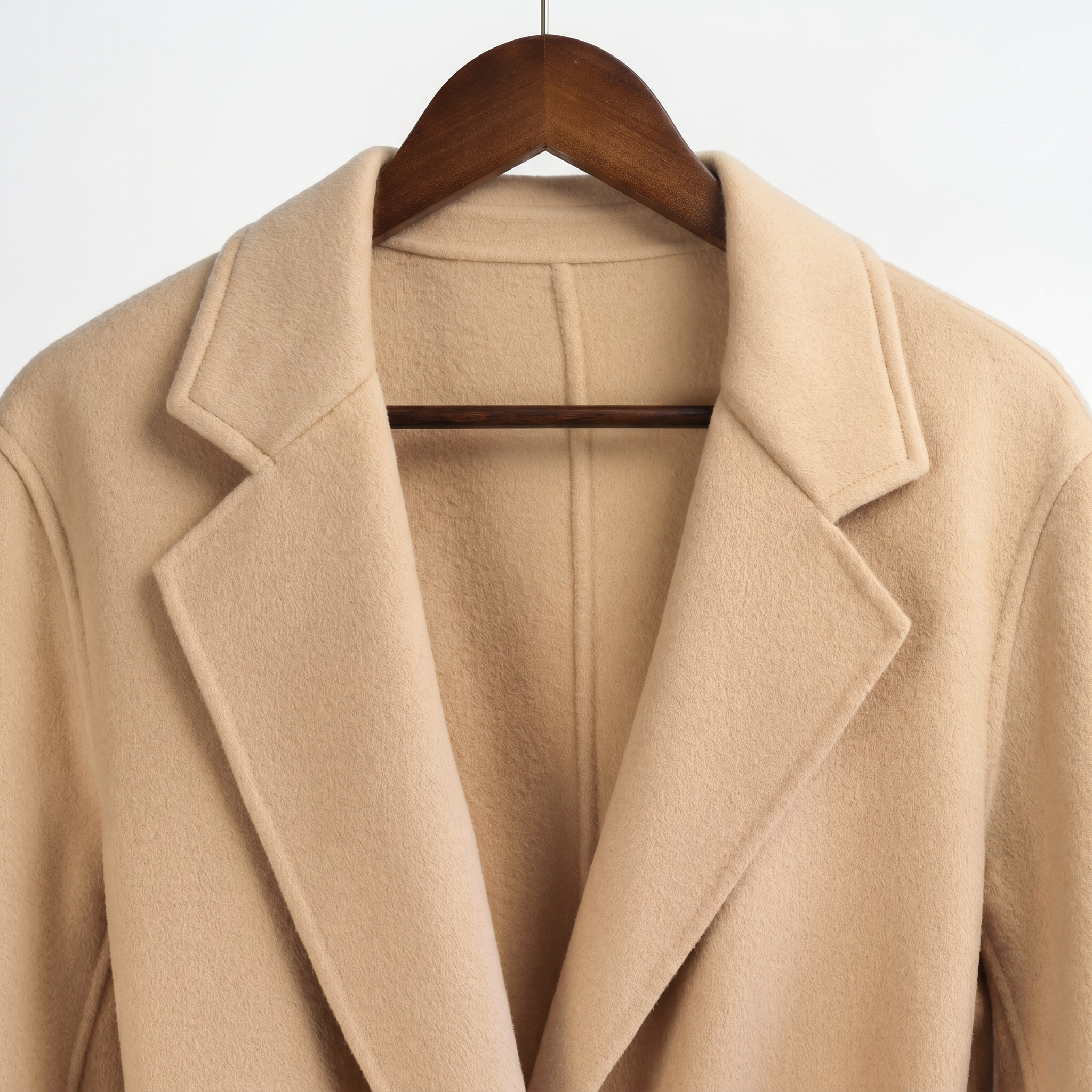 Premium 100% Wool Long Coat with Chain Detail