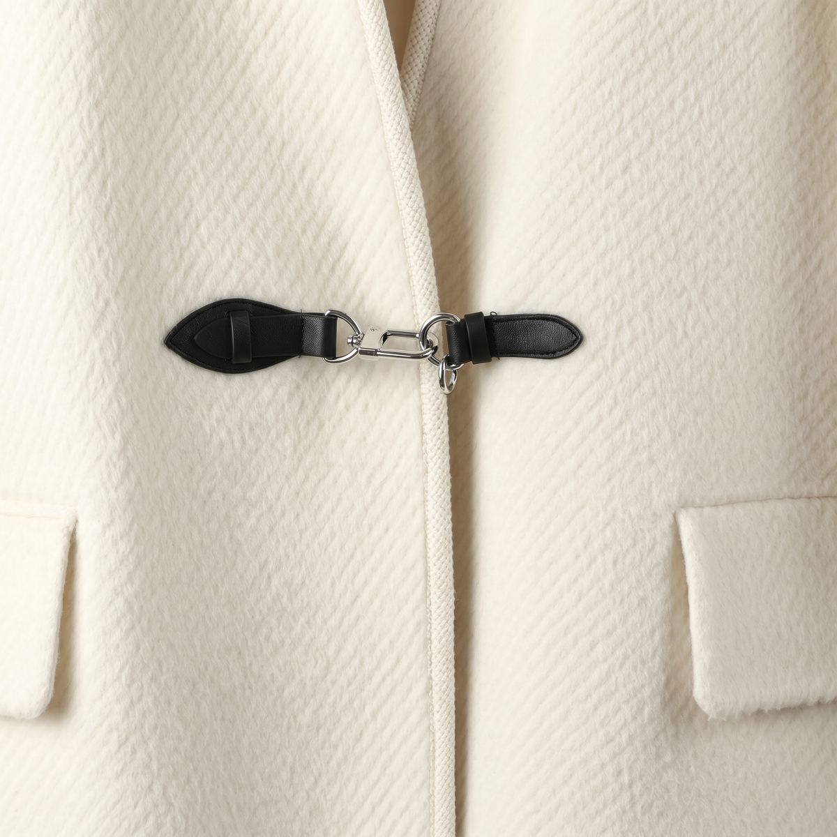 Elegant Collarless Wool Blend Coat with Matching Scarf