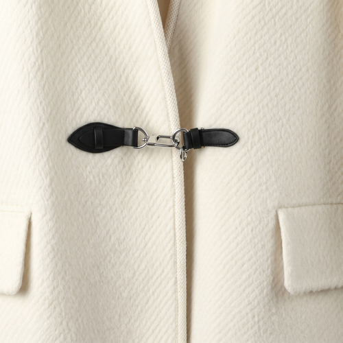 Elegant Collarless Wool Blend Coat with Matching Scarf