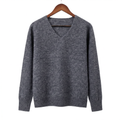 Classic Fuzzy Cashmere-Wool Blend V-Neck Sweater