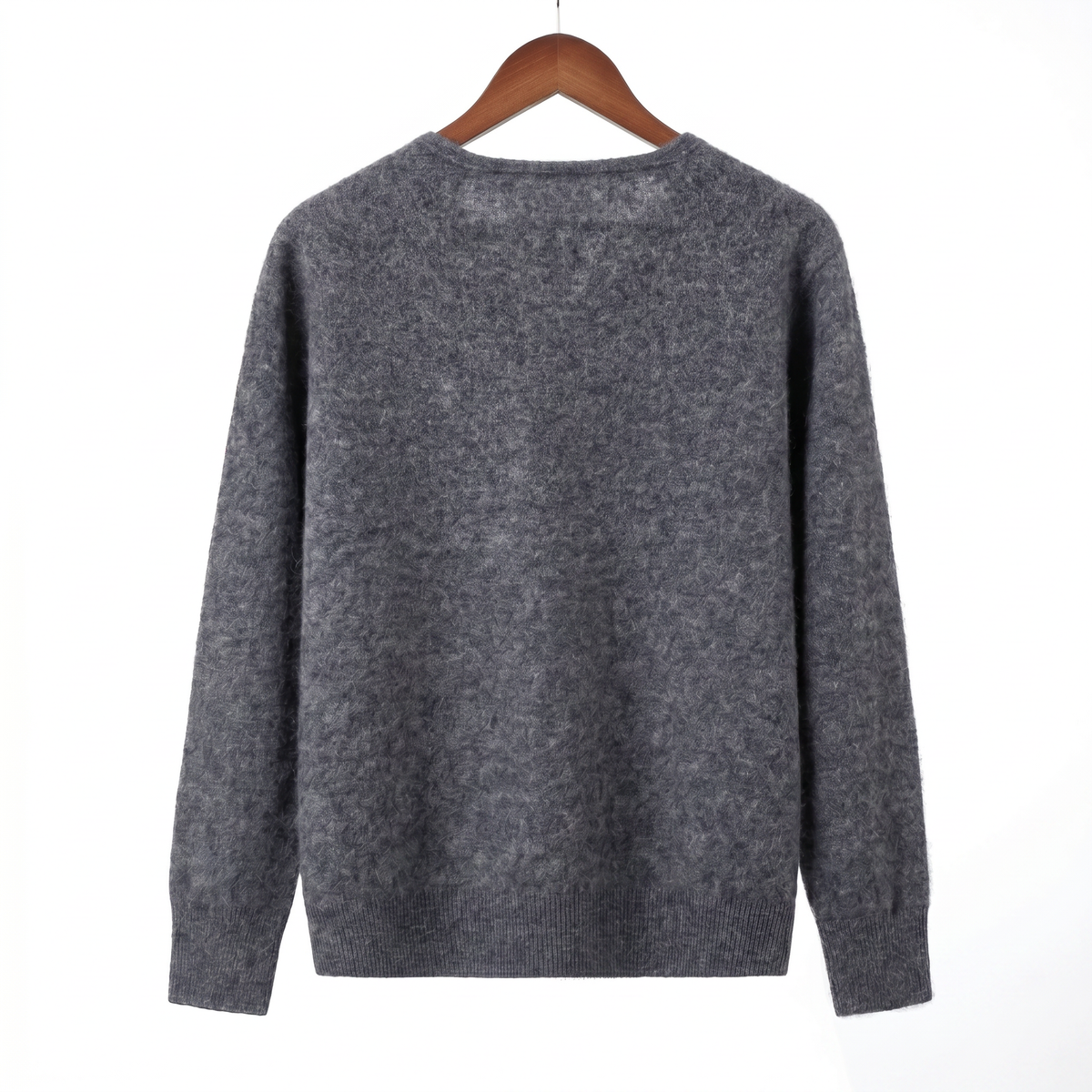 Classic Fuzzy Cashmere-Wool Blend V-Neck Sweater