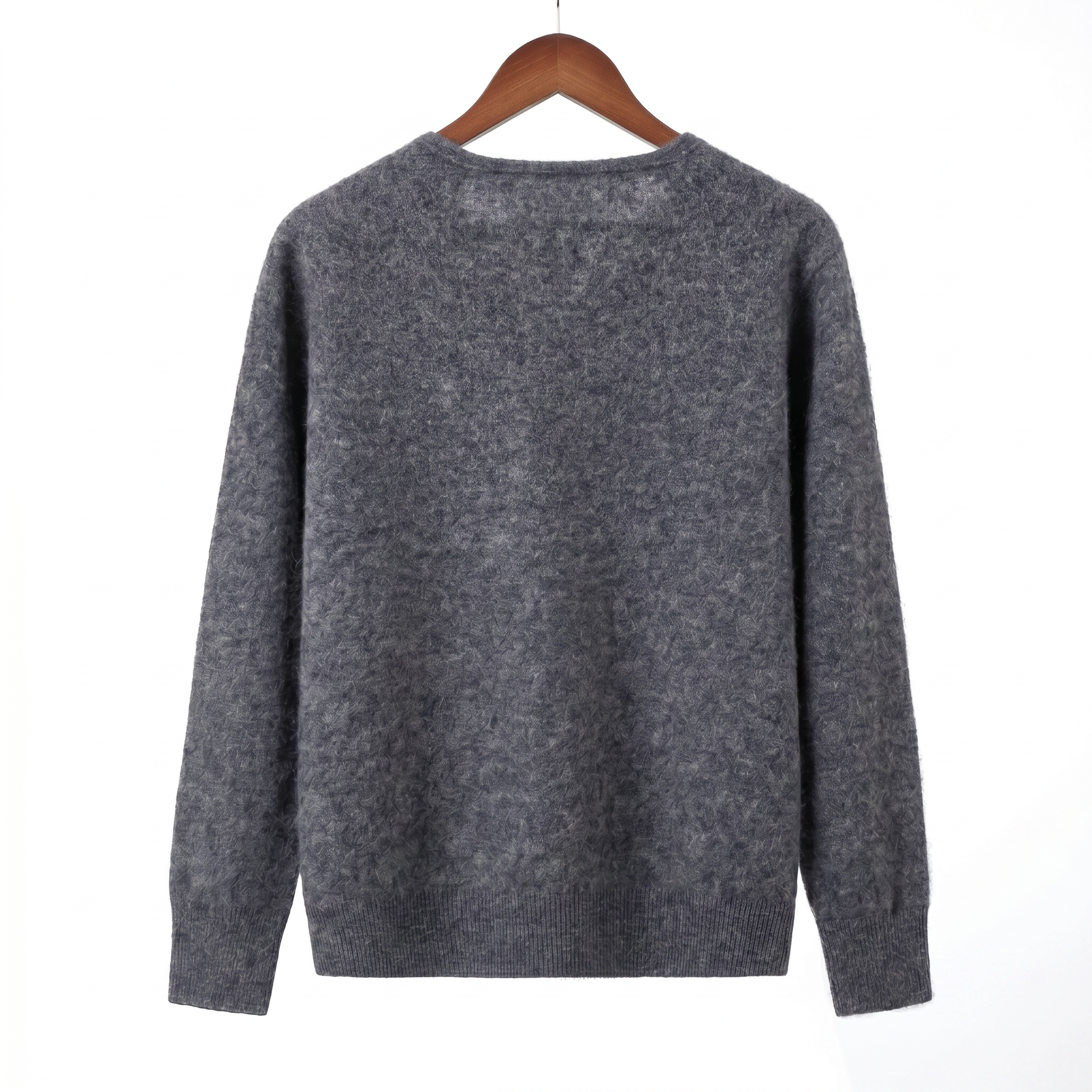 Classic Fuzzy Cashmere-Wool Blend V-Neck Sweater
