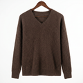 Classic Fuzzy Cashmere-Wool Blend V-Neck Sweater
