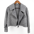 Premium Cashmere-Wool Blend Cropped Jacket with Buckle Detail