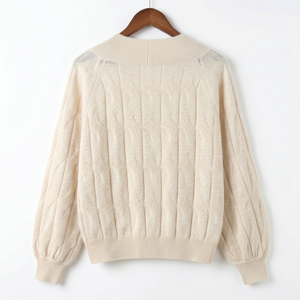 Luxury 100% Cashmere V-Neck Cable-Knit Sweater