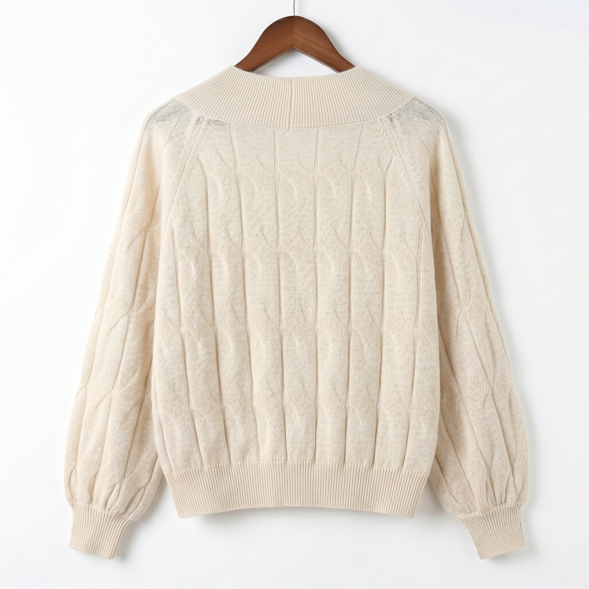 Luxury 100% Cashmere V-Neck Cable-Knit Sweater
