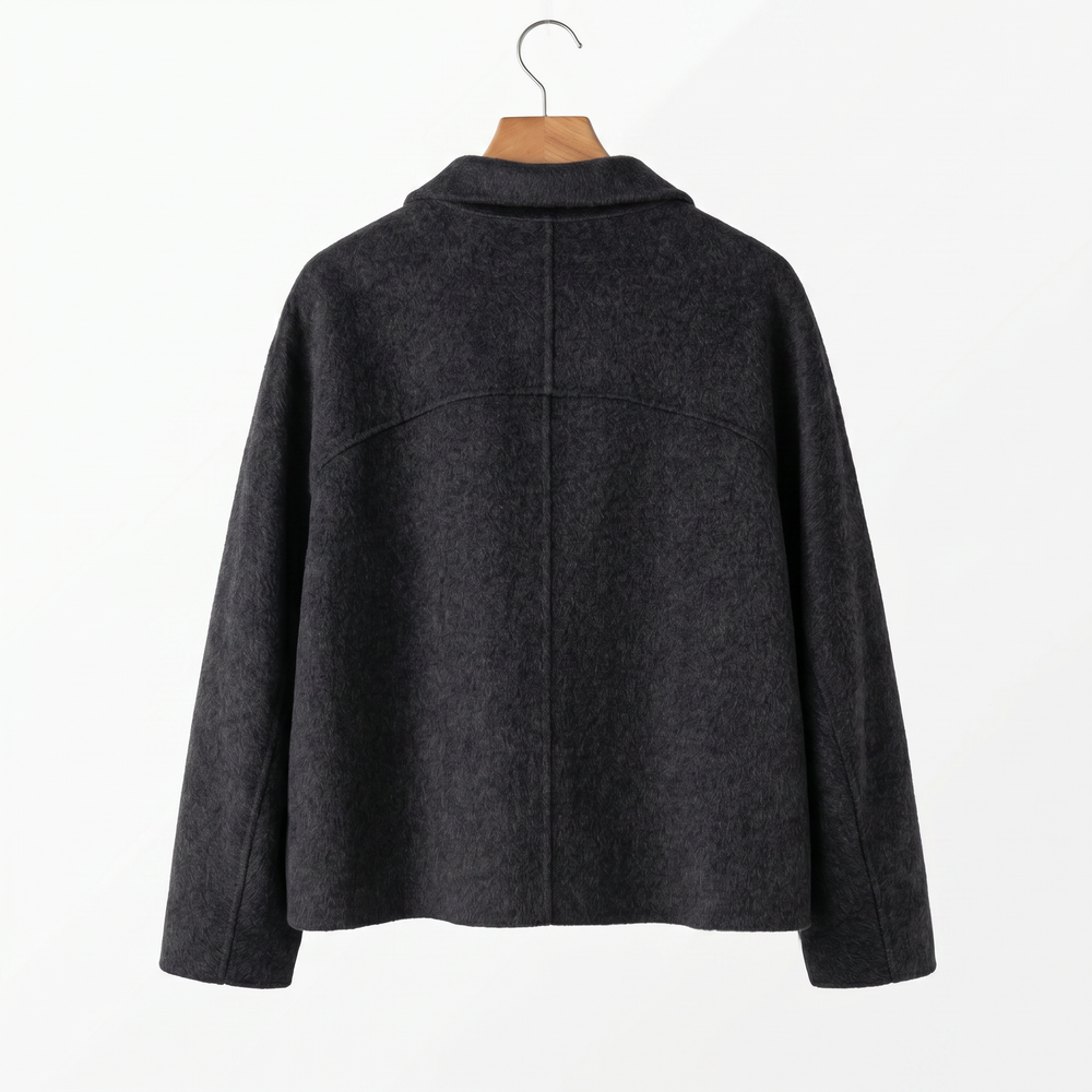 Women's Cashmere-Wool Blend Zip-Up Jacket with Accessory Bag