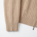 Luxury 100% Cashmere Ribbed Zip-Up Hoodie