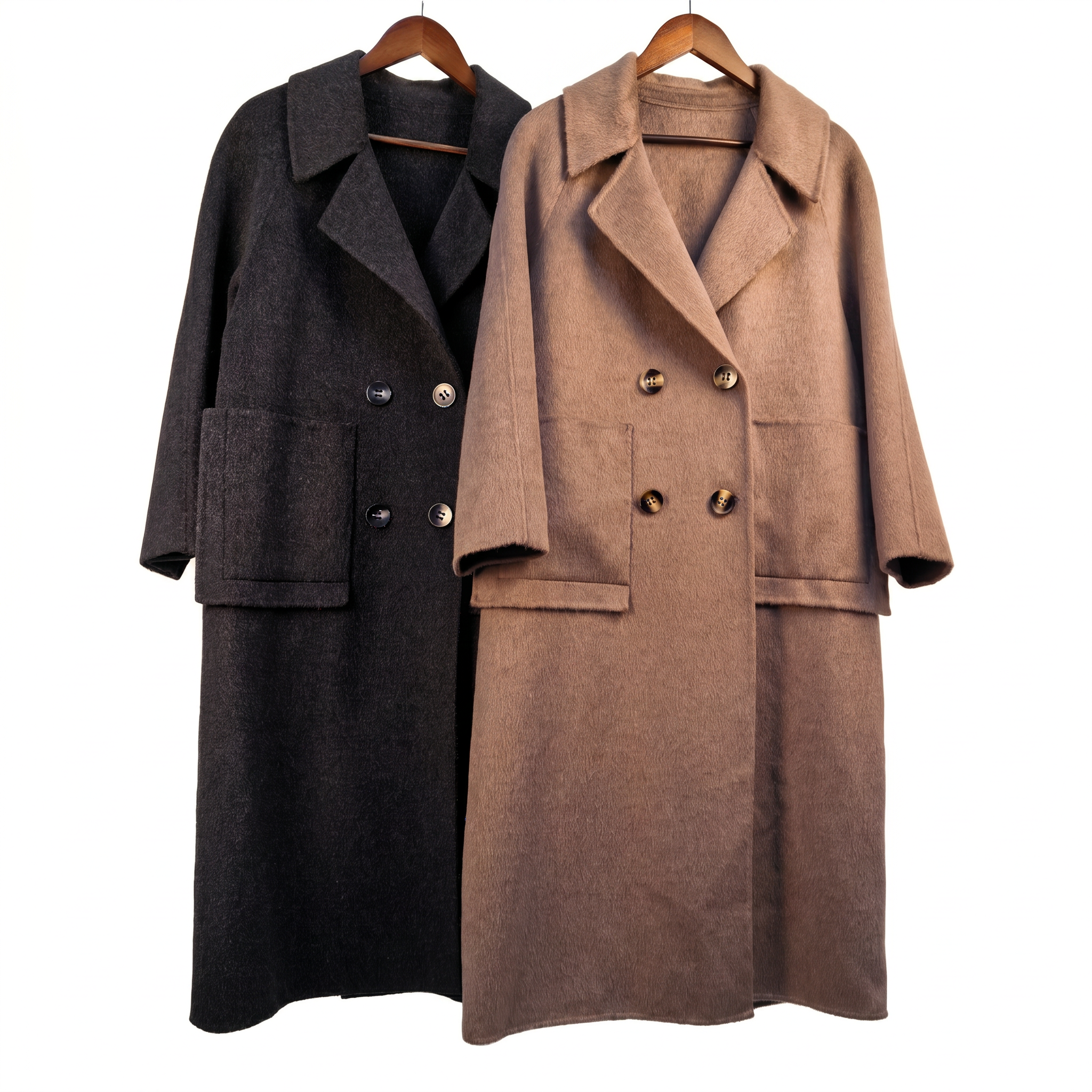 Premium Australian Wool-Camel Blend Double-Breasted Long Coat