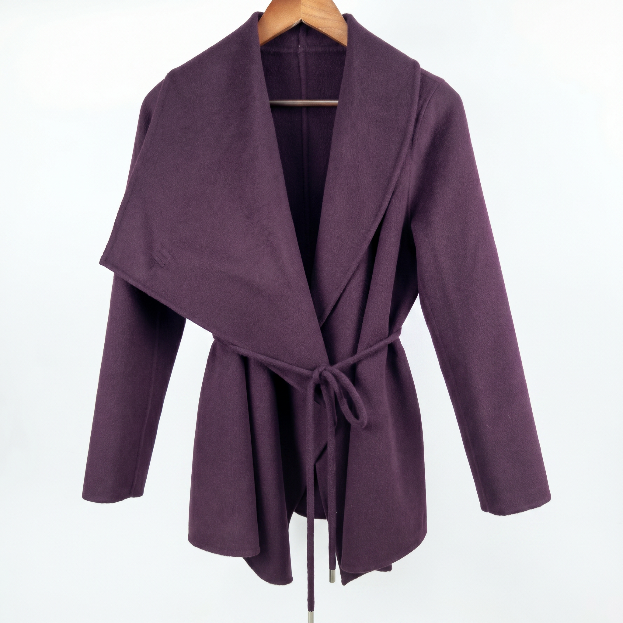 Minimalist Shawl-Collar Belted Coat