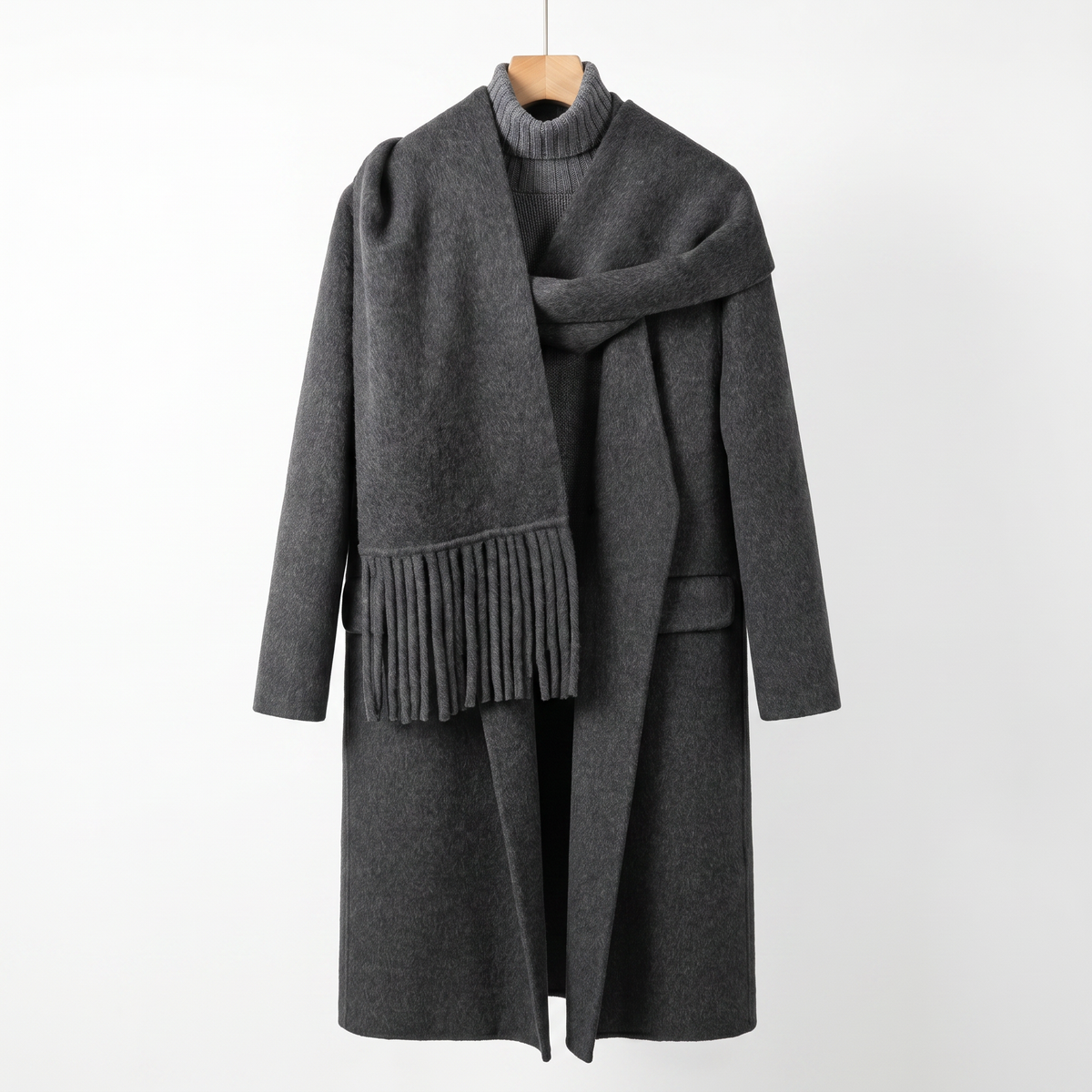 Luxury 90% Australian Wool-Camel Blend Scarf-Coat
