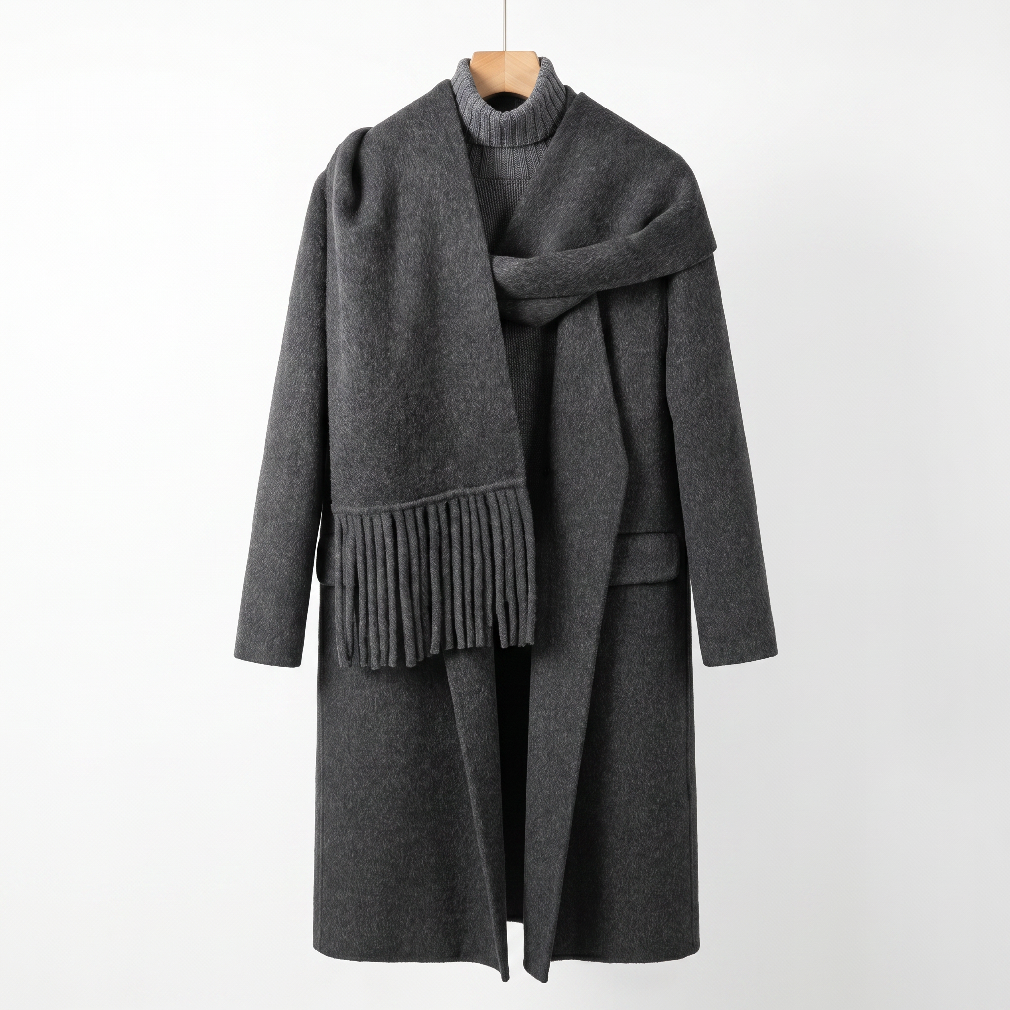 Luxury 90% Australian Wool-Camel Blend Scarf-Coat