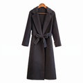 Premium 100% Wool Long Coat with Chain Detail