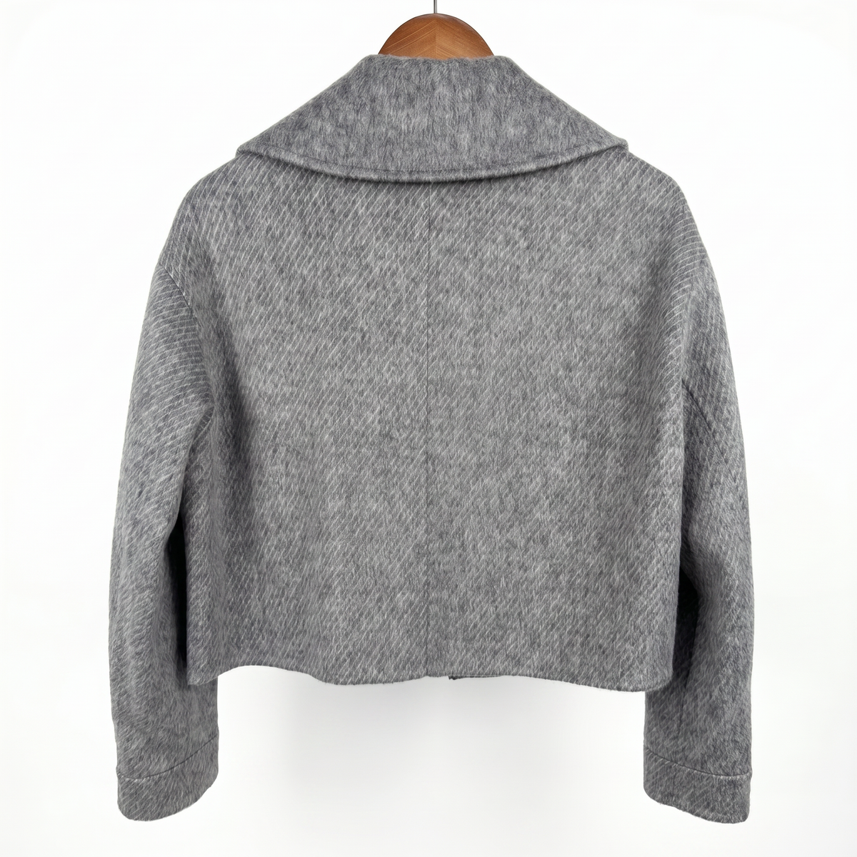 Premium Cashmere-Wool Blend Cropped Jacket with Buckle Detail