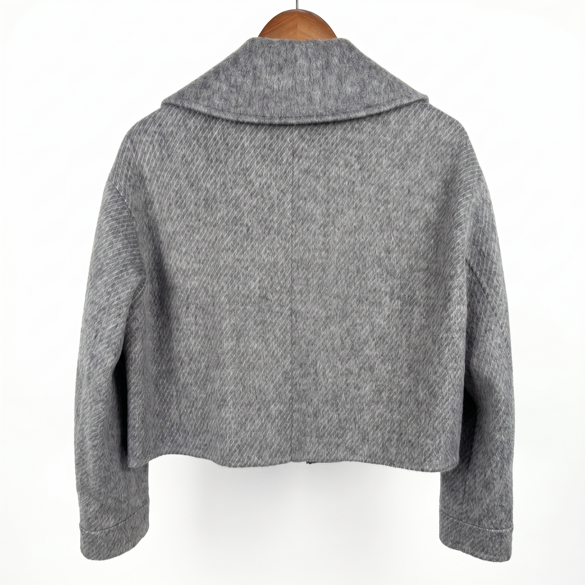 Premium Cashmere-Wool Blend Cropped Jacket with Buckle Detail