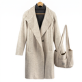 Premium Wool-Cashmere Blend Long Coat with Matching Tote