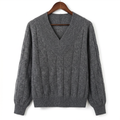 Luxury 100% Cashmere V-Neck Cable-Knit Sweater