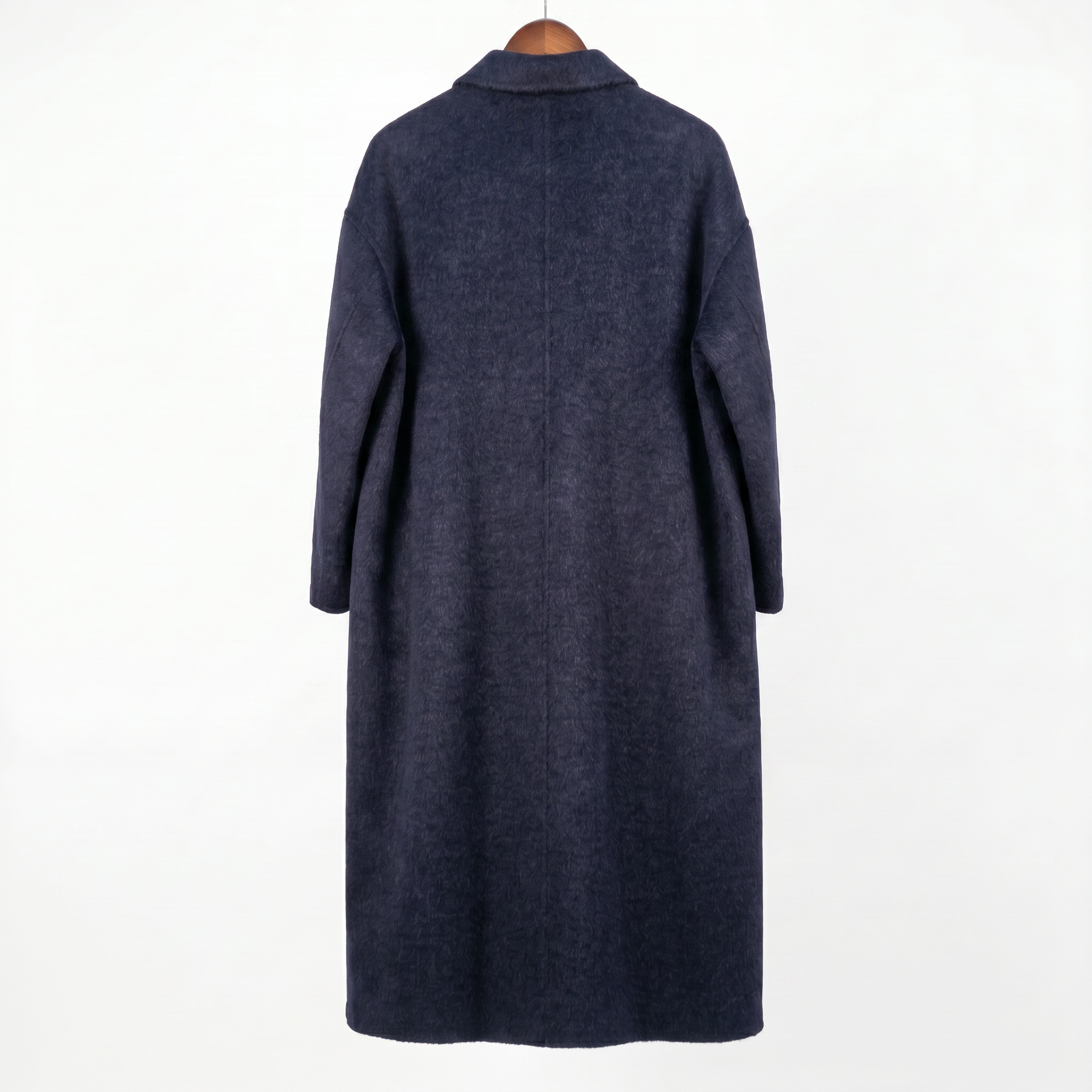 Premium Cashmere-Wool Blend Long Coat with Elegant Gathered Waist