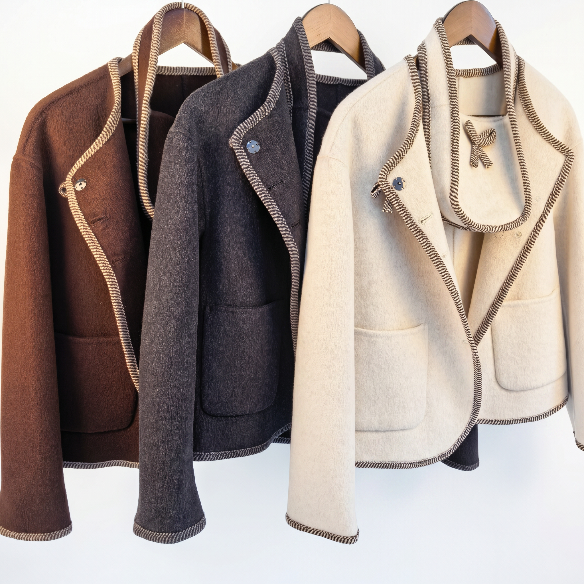 Premium Cashmere-Wool Blend Jacket with Matching Accessory Bag – Modern Tailored Fit