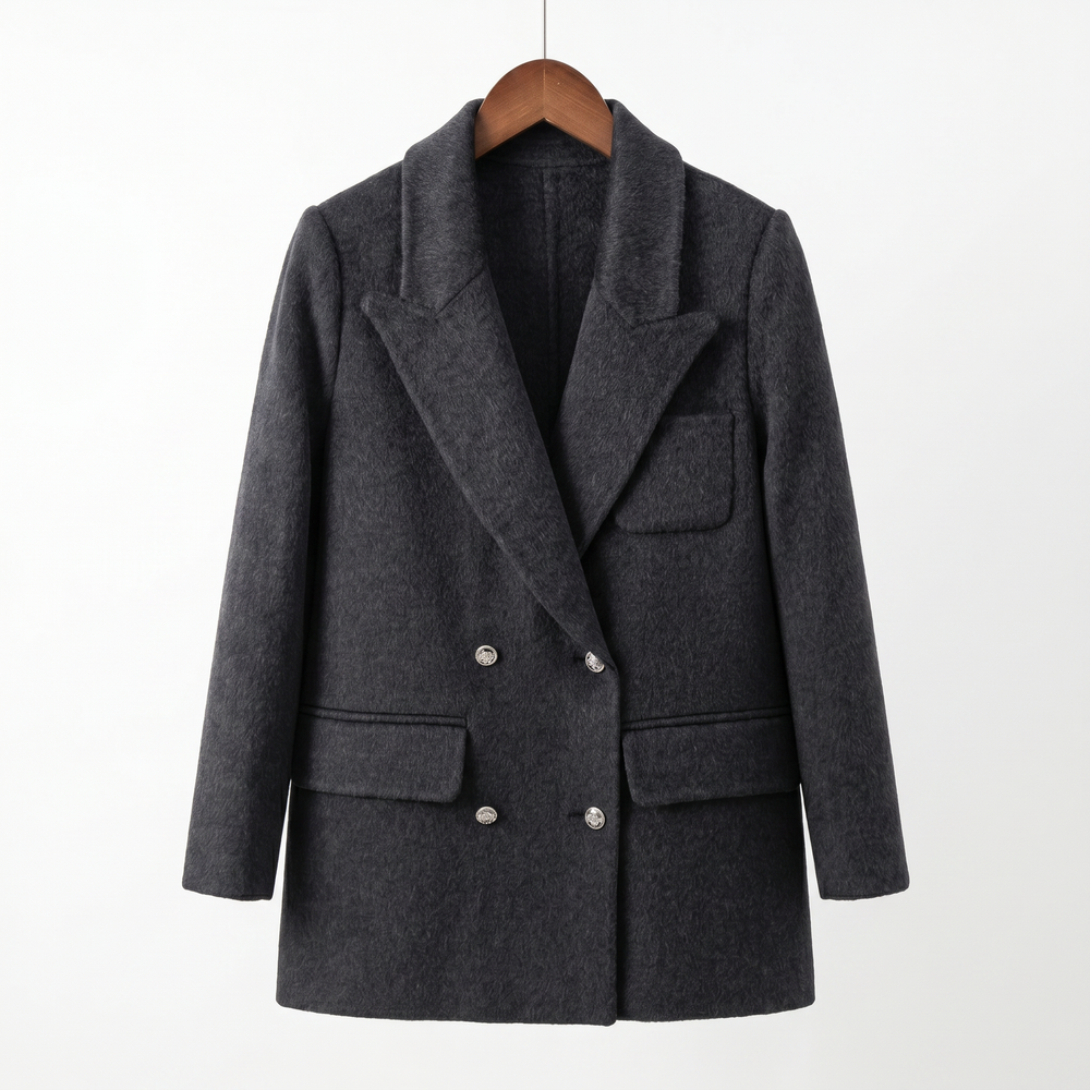 Premium Cashmere-Wool Blend Double-Breasted Coat | Elegant Minimalist Winter Outerwear