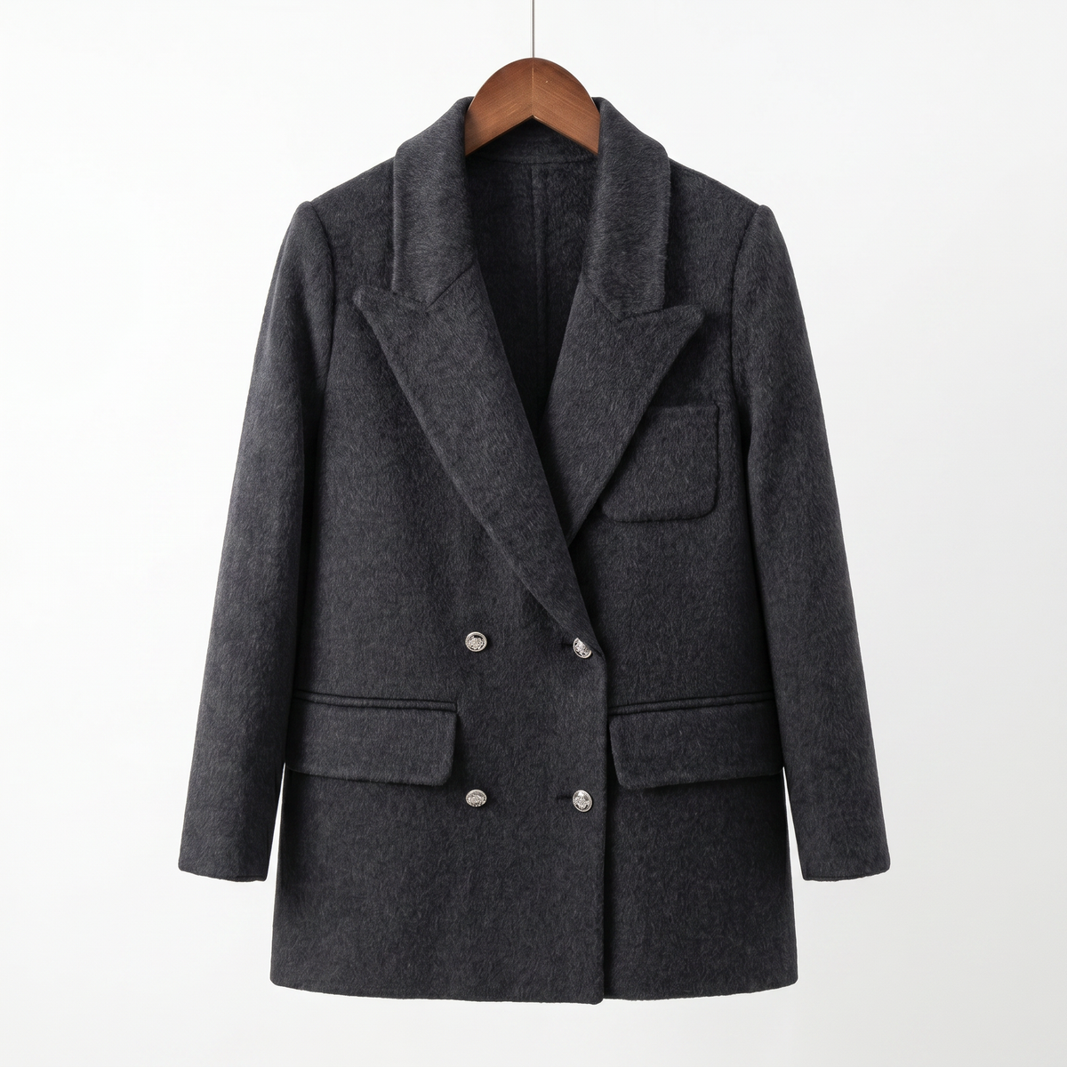 Premium Cashmere-Wool Blend Double-Breasted Coat | Elegant Minimalist Winter Outerwear