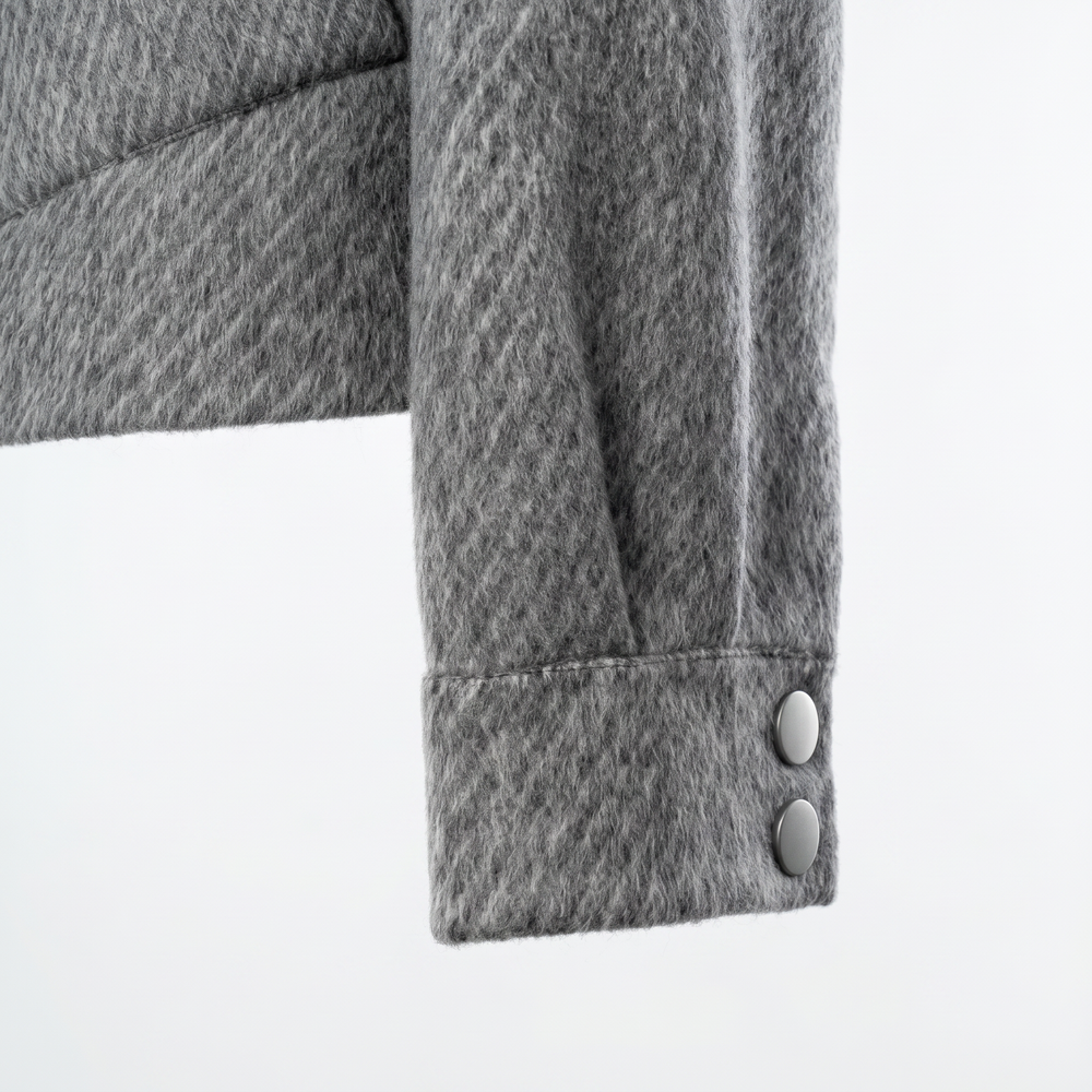 Premium Cashmere-Wool Blend Cropped Jacket with Buckle Detail