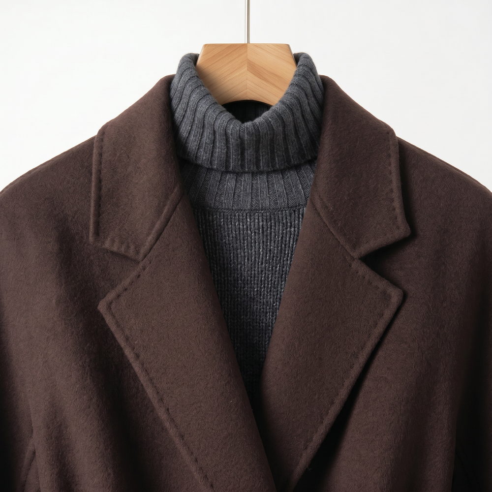 Classic 100% Pure Wool Tie-Waist Coat