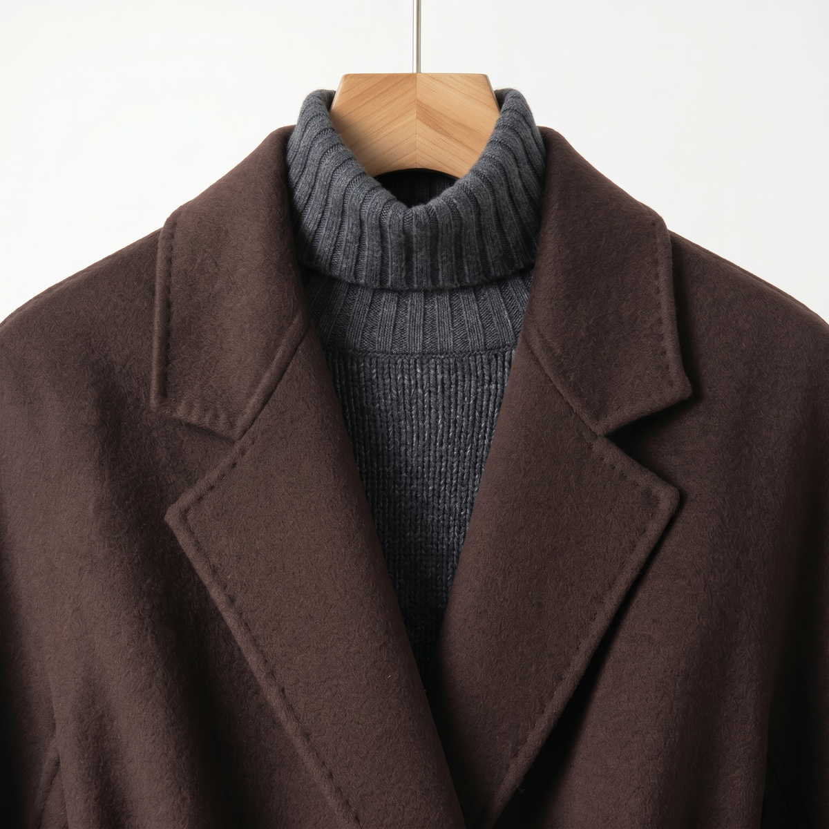 Classic 100% Pure Wool Tie-Waist Coat