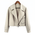 Premium Cashmere-Wool Blend Cropped Jacket with Buckle Detail