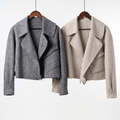 Premium Cashmere-Wool Blend Cropped Jacket with Buckle Detail