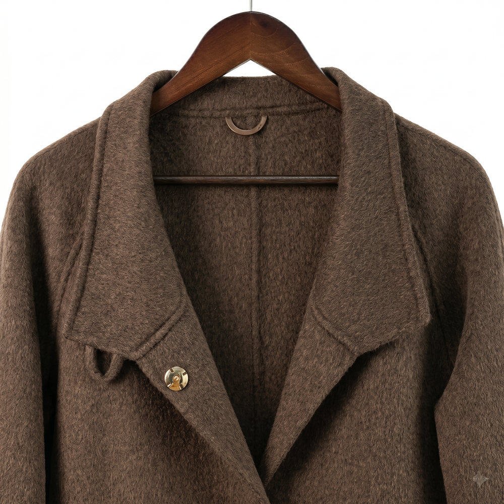 Classic Cashmere-Wool Blend Coat with Matching Bag