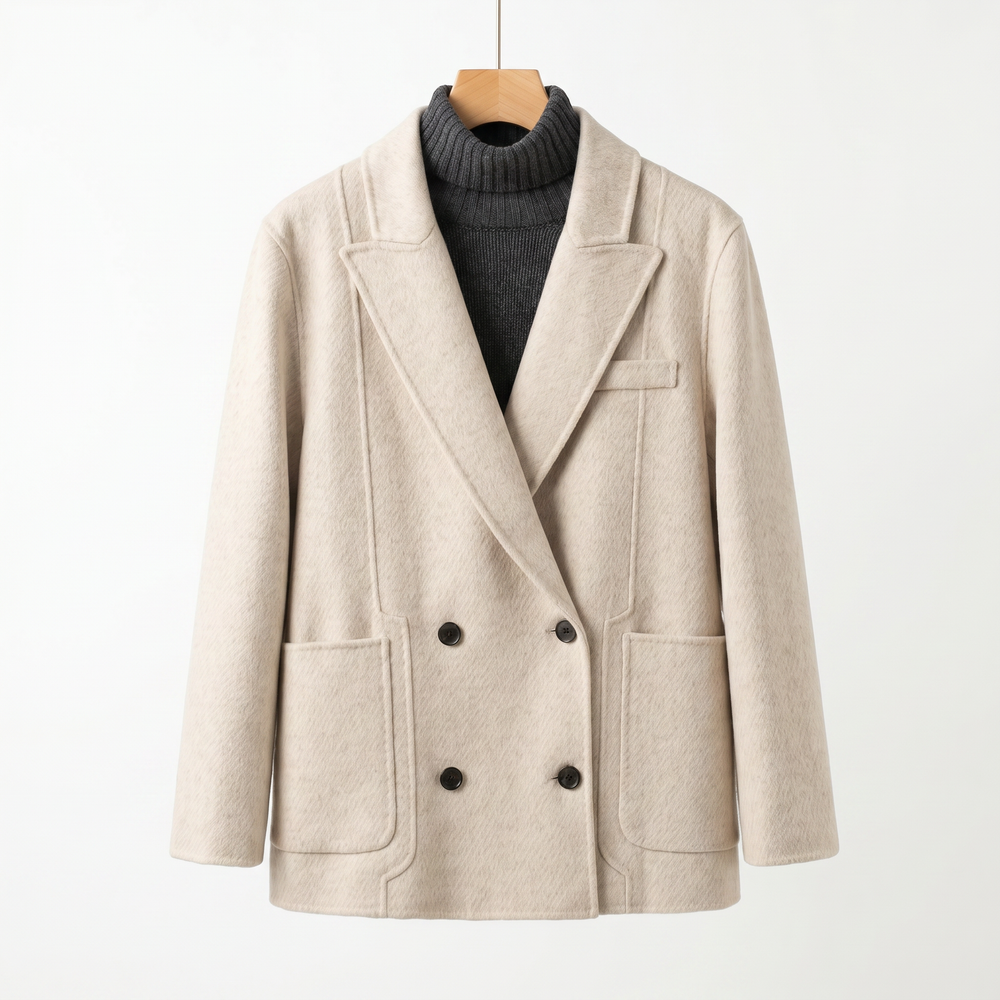 Premium Wool-Alpaca Blend Double-Breasted Coat | Minimalist Winter Outerwear