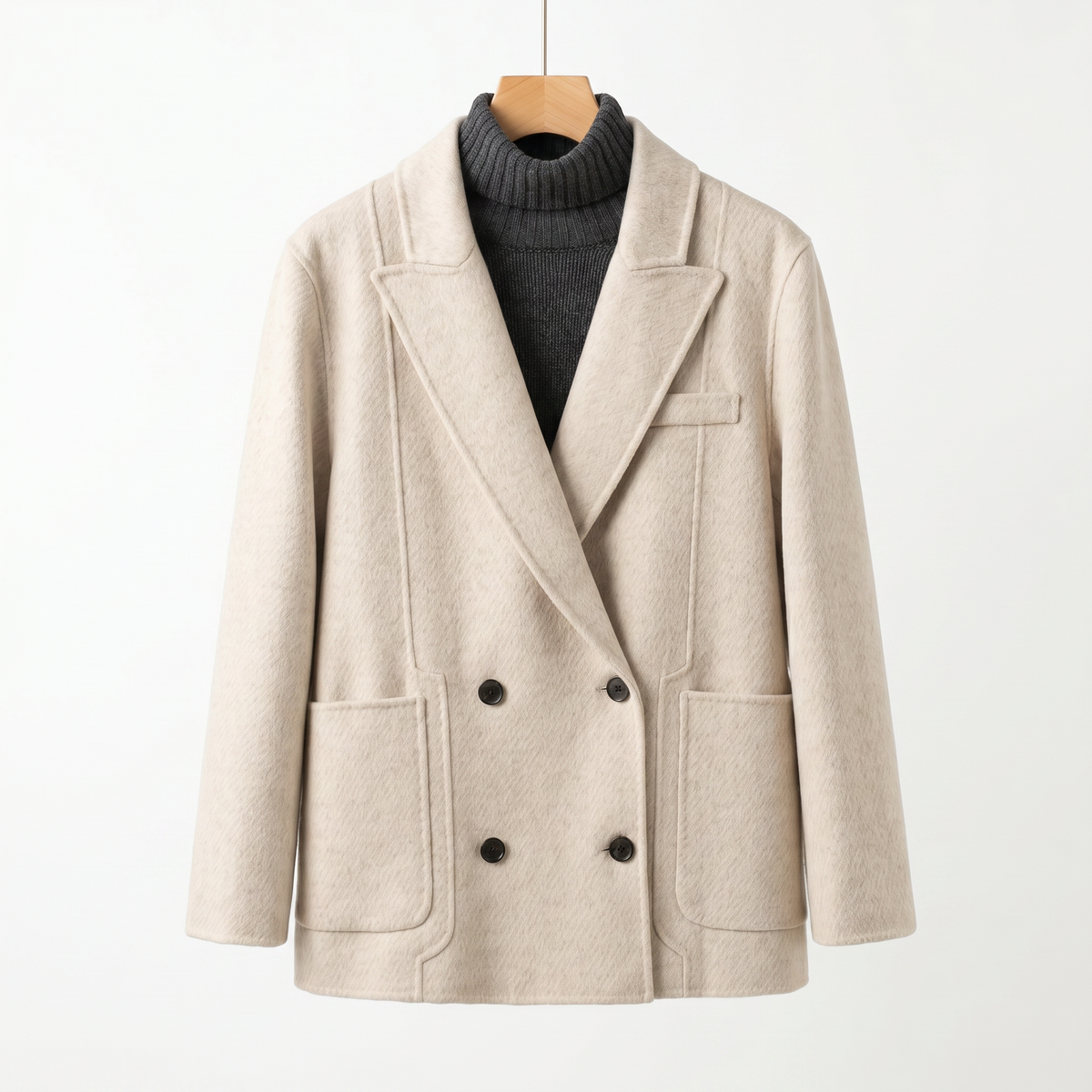 Premium Wool-Alpaca Blend Double-Breasted Coat | Minimalist Winter Outerwear