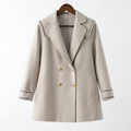Premium 100% Australian Wool Double-Breasted Coat with Contrast Trim | Elegant Sailor Collar Outerwear