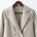 Premium 100% Australian Wool Double-Breasted Coat with Contrast Trim | Elegant Sailor Collar Outerwear