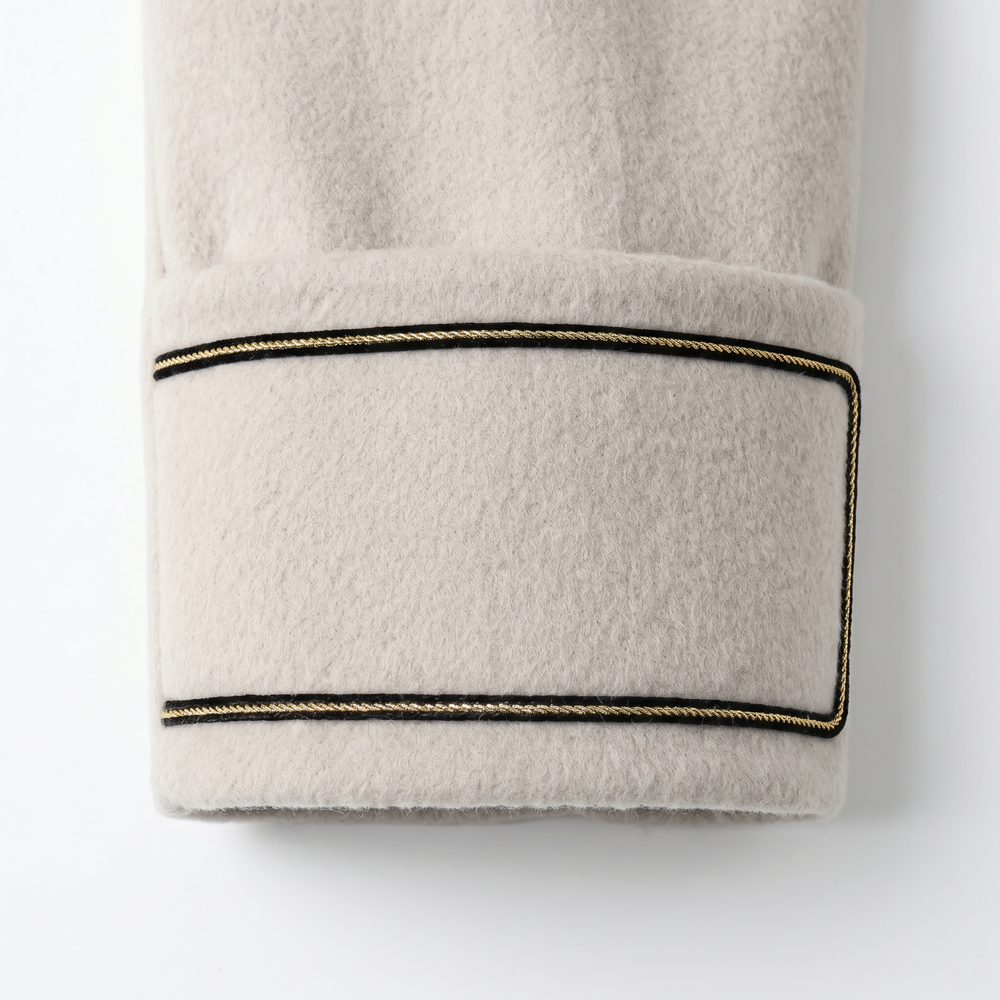 Premium 100% Australian Wool Double-Breasted Coat with Contrast Trim | Elegant Sailor Collar Outerwear