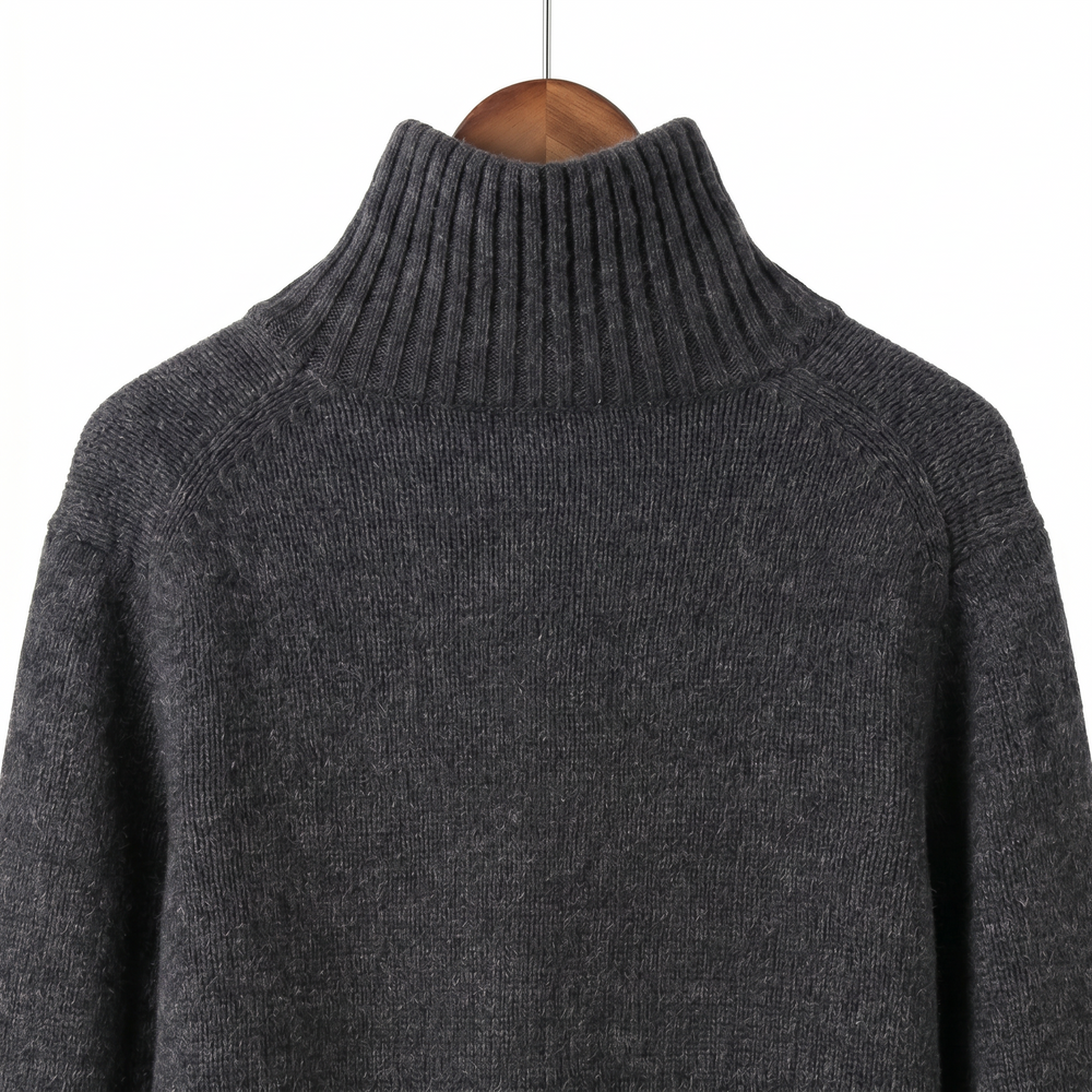 Premium Cashmere-Wool Blend High-Neck Knit Sweater