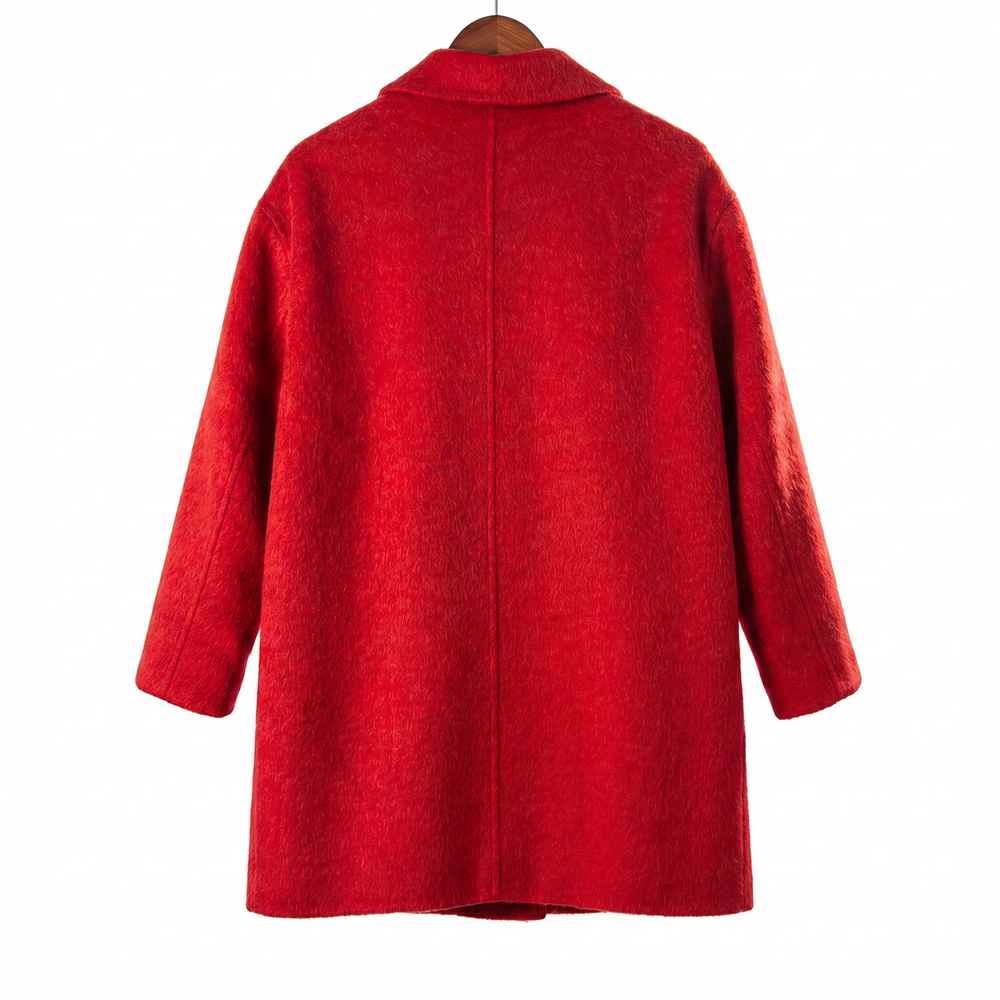 Wool & Camel Fleece Wrap Coat with Integrated Scarf
